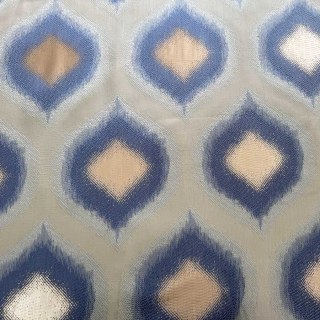 Ikat Ogee Luxury Jacquard Bleu et Or Rideaux Géométriques 6