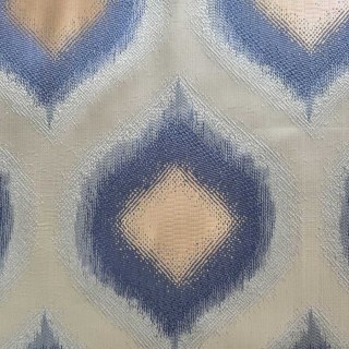 Ikat Ogee Luxury Jacquard Bleu et Or Rideaux Géométriques 5