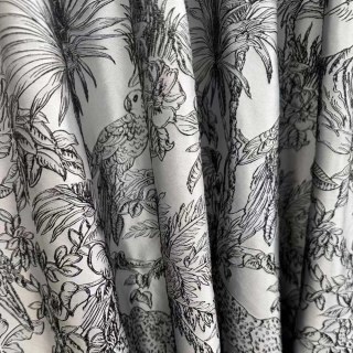 Jungle Jive Leopard et Parrot Silver et Black Blackout Rideaux 3