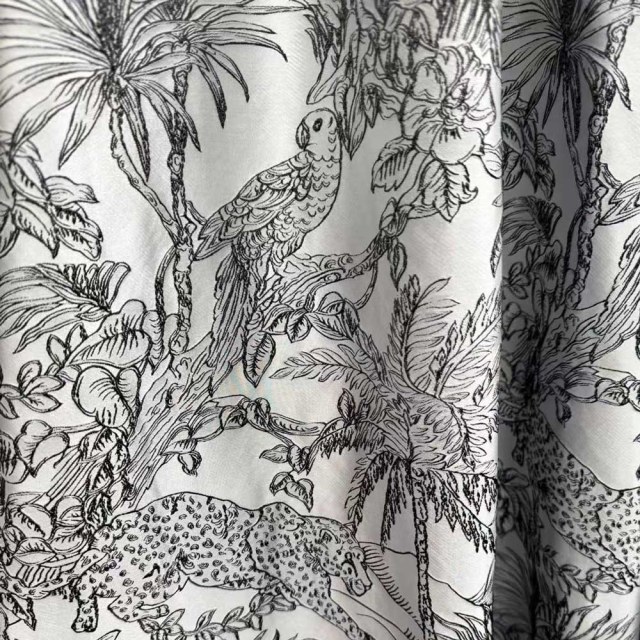 Jungle Jive Leopard et Parrot Silver et Black Blackout Rideaux 1