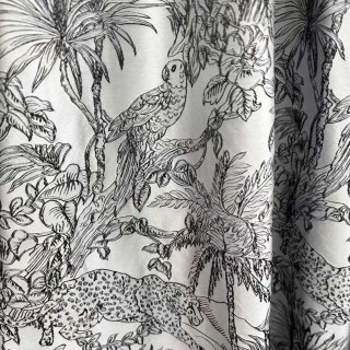 Jungle Jive Leopard et Parrot Silver et Black Blackout Rideaux 1