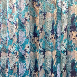 Jungle Mist Luxe Jacquard Teal Blue Rideaux abstraits 2