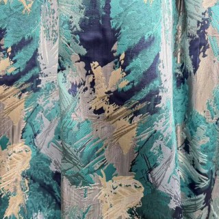 Jungle Mist Luxe Jacquard Teal Blue Rideaux abstraits 4