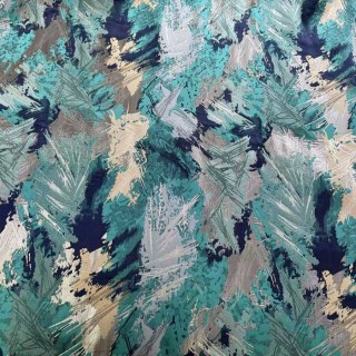 Jungle Mist Luxe Jacquard Teal Blue Rideaux abstraits 6
