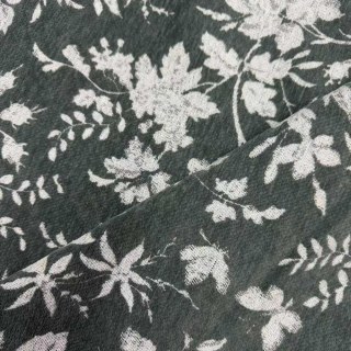 Nuit d'été Noir Olive Vert Floral Chenille Rideaux 4