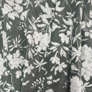 Nuit d'été Noir Olive Vert Floral Chenille Rideaux 2