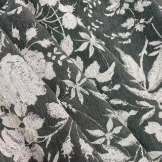 Nuit d'été Noir Olive Vert Floral Chenille Rideaux 5
