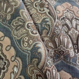 Rideaux damas bleus et bruns Regal Elegance