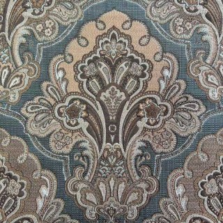 Rideaux damas bleus et bruns Regal Elegance