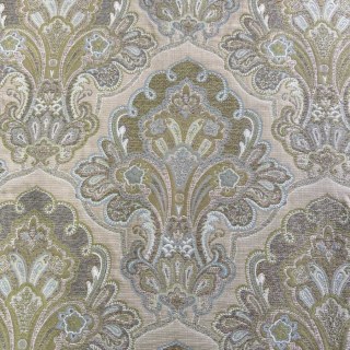 Regal Elegance Crème Jacquard et rideau de damas vert d'olive 2
