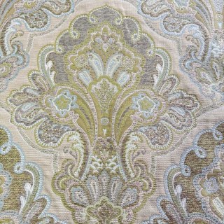 Regal Elegance Crème Jacquard et rideau de damas vert d'olive 4
