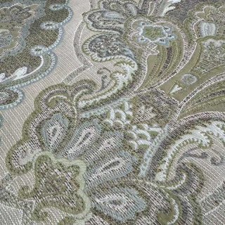 Regal Elegance Crème Jacquard et rideau de damas vert d'olive 3