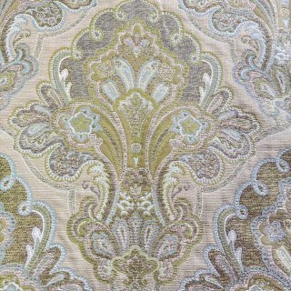 Regal Elegance Crème Jacquard et rideau de damas vert d'olive 1