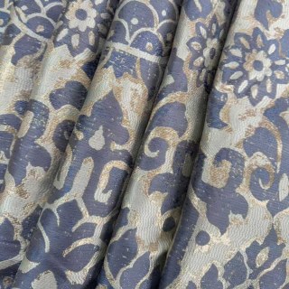 Royal Indigo Luxe Jacquard Bleu et Or Rideaux Floraux 2