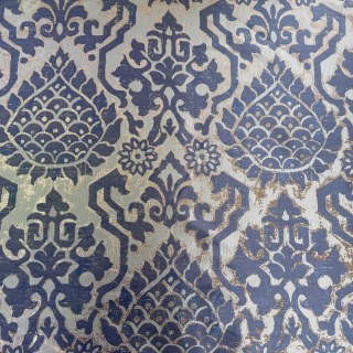Royal Indigo Luxe Jacquard Bleu et Or Rideaux Floraux 5