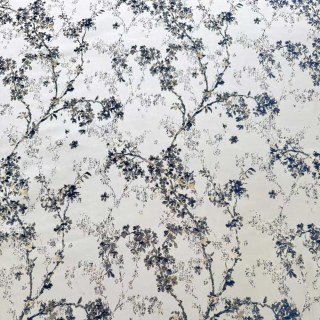 Starlit Bloom Luxe Jacquard Argent & Bleu Rideaux Floraux 6
