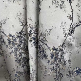 Starlit Bloom Luxe Jacquard Argent & Bleu Rideaux Floraux 2