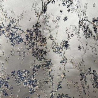 Starlit Bloom Luxe Jacquard Argent & Bleu Rideaux Floraux 5