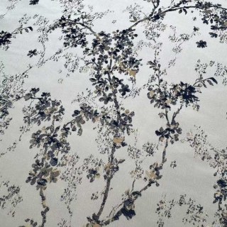 Starlit Bloom Luxe Jacquard Argent & Bleu Rideaux Floraux 4