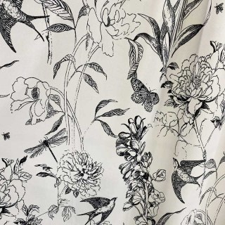 Rideaux floraux noir et blanc de printemps ailés 4