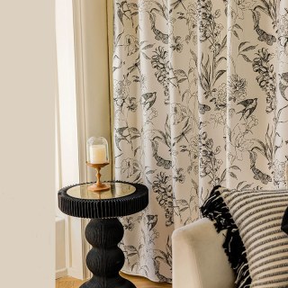 Rideaux floraux noir et blanc de printemps ailés 2