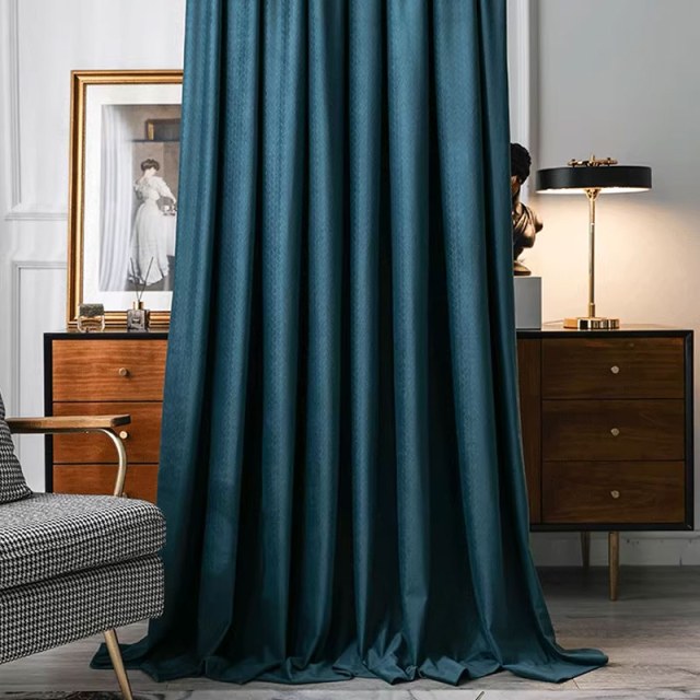 Scandinave Basketweave Textured Teal Velvet Blackout Rideaux 1