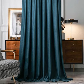 Scandinave Basketweave Textured Teal Velvet Blackout Rideaux 1