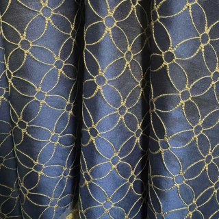 Rideau bleu Jacquard 3D Belle Fleur avec détails dorés 2