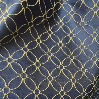 Rideau bleu Jacquard 3D Belle Fleur avec détails dorés 5