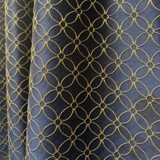 Rideau bleu Jacquard 3D Belle Fleur avec détails dorés 4