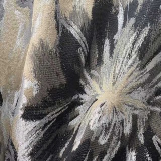 Noir Petals Noir et Crème Rideaux Floraux Abstraits 2