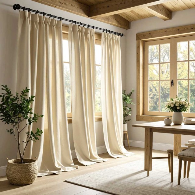 Cotton Club Pur Coton Crème Voile Semi-Transparent Lourd Rideau 1