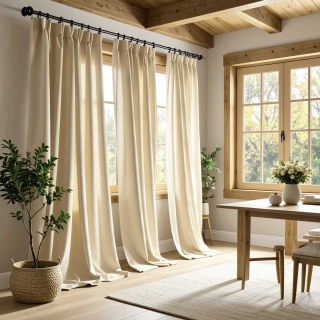 Cotton Club Pur Coton Crème Voile Semi-Transparent Lourd Rideau 1