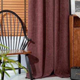 Double peluche Maroon riche chocolat brun Chenille Rideau noir