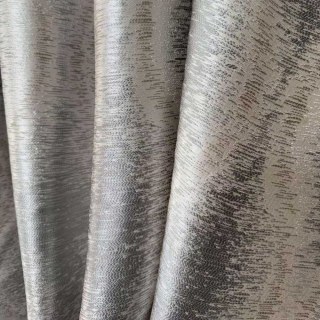 Ikat Ripples Gris et Crème Rideaux Géométriques Ogee avec Détails Argentés 2