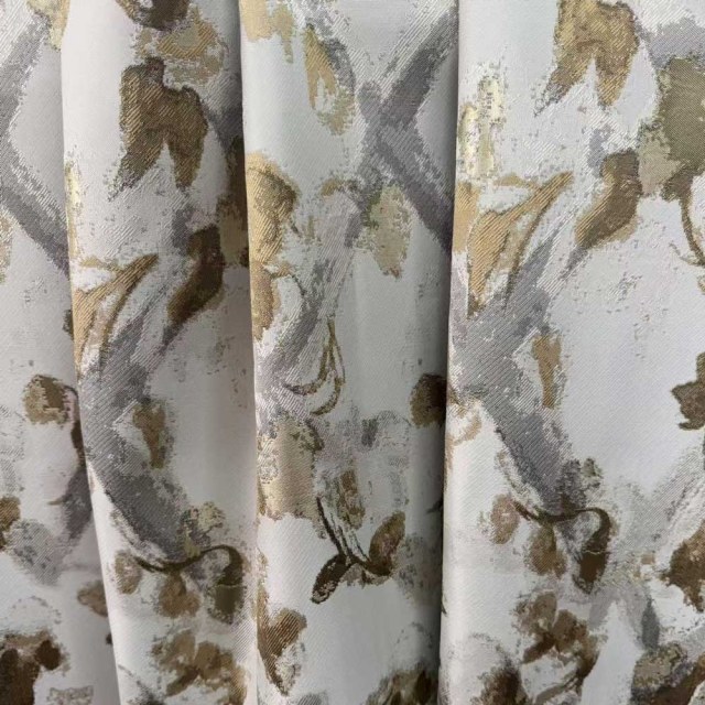 Lattice Bloom Jacquard Crème Or Rideaux Floraux 1