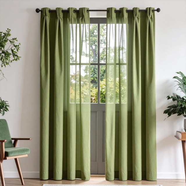 Luxe Vert Citron Rideau Voile Transparent 1