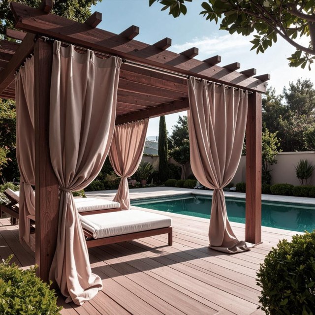 Malibu Imperméable Anti-Lumière Sergé Taupe Mocha Rideau d'Extérieur 1