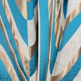 Ocean Wave Elegance Teal et Gold Art Déco Rideaux géométriques 2