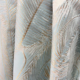 Palm Elegance Pastel Bleu et Doré Rideaux Tropicaux 3