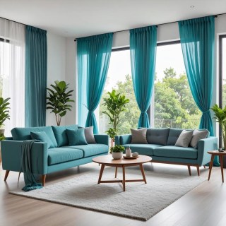 Smarties Aqua Bleu Rideau Voile Doux et Transparent 2