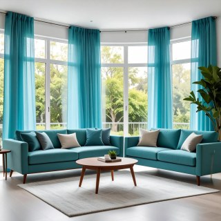 Smarties Aqua Bleu Rideau Voile Doux et Transparent