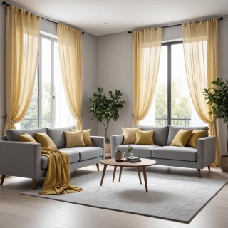 Smarties Champagne Jaune Rideau Voile Doux et Transparent