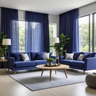 Smarties Marine Bleu Rideau Voile Doux et Transparent