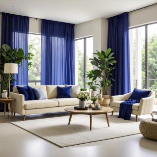 Smarties Marine Bleu Rideau Voile Doux et Transparent 2