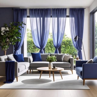 Smarties Marine Bleu Rideau Voile Doux et Transparent 3