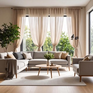 Smarties Sable Beige Rideau Voile Doux et Transparent 2