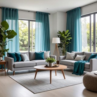 Smarties Soft Teal Sheer Voile Rideau
