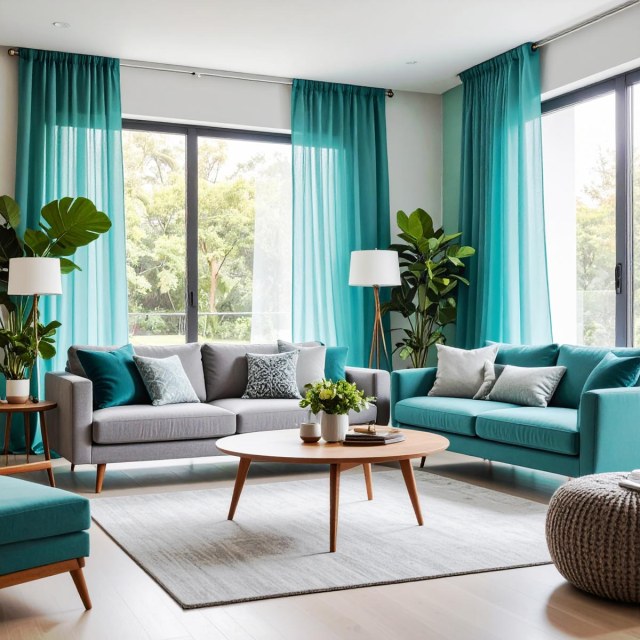 Smarties Turquoise Vert Rideau Voile Doux et Transparent 1