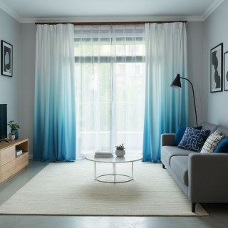 Candy Land Lin Style Bleu Ombre Rideau 2